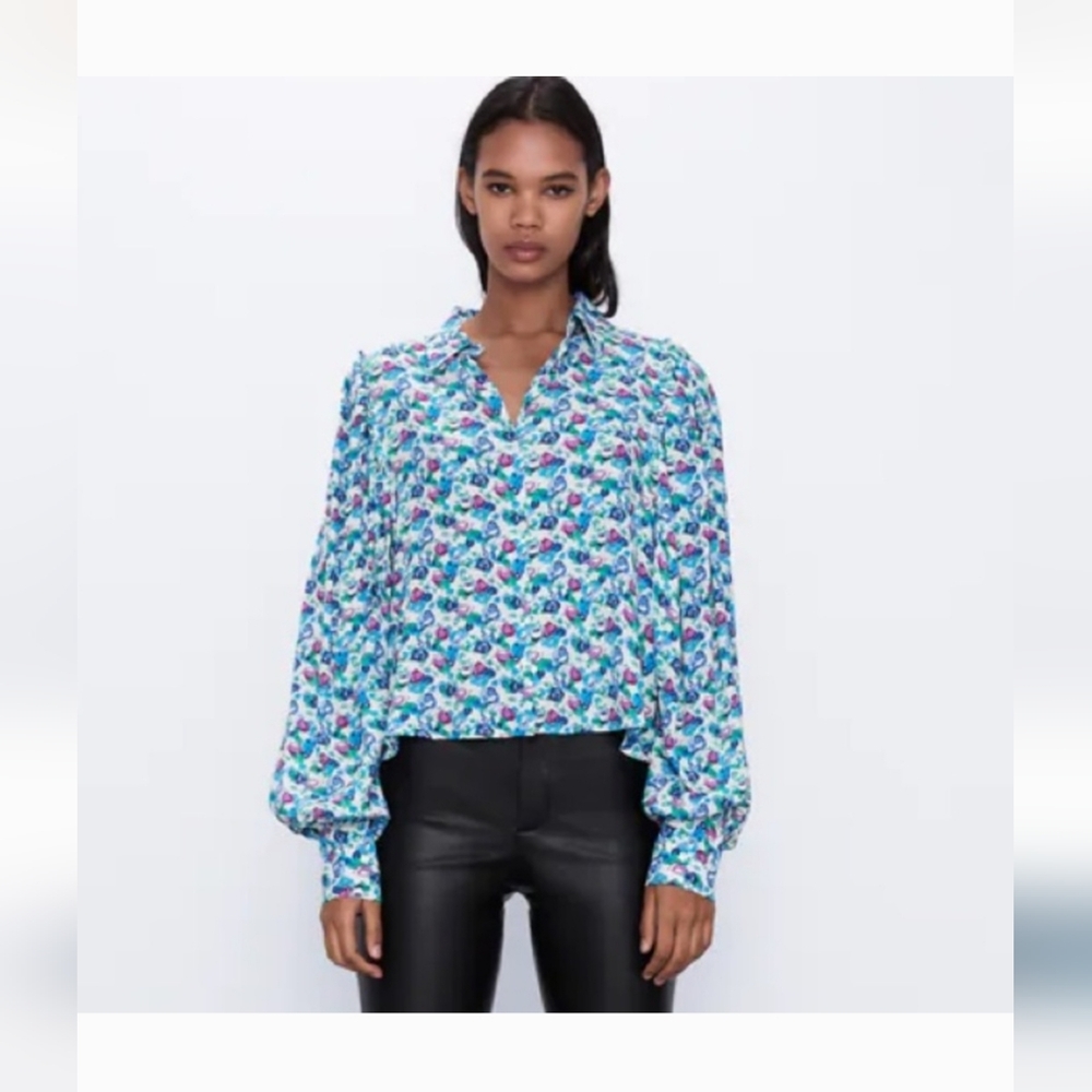 Zara Flowy Printed Shirt Size S